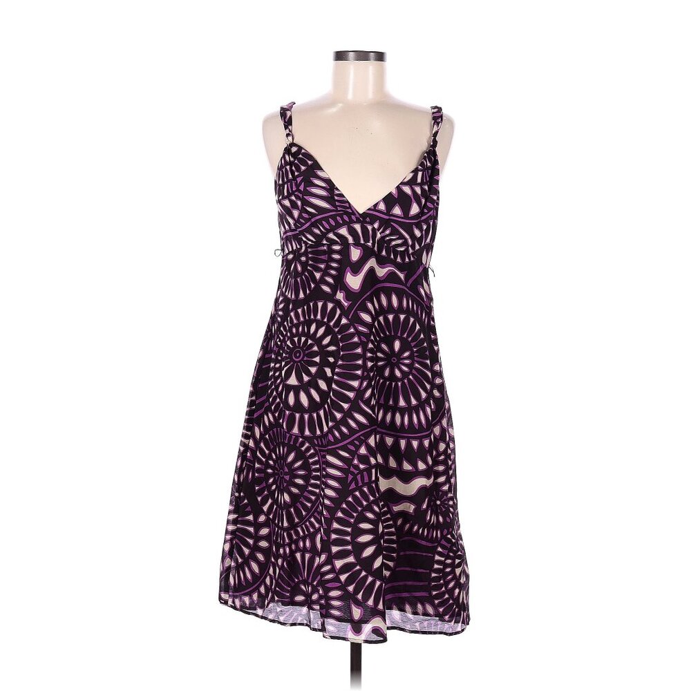 💖 Velvet by Graham & Spencer Purple Printed Midi Dress Medium 💖
